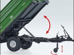 Model jednonápravového přívěsu Brantner E6035 Wiking třístranný sklápěč určíte zdali se vyklápí dozadu nebo do boku