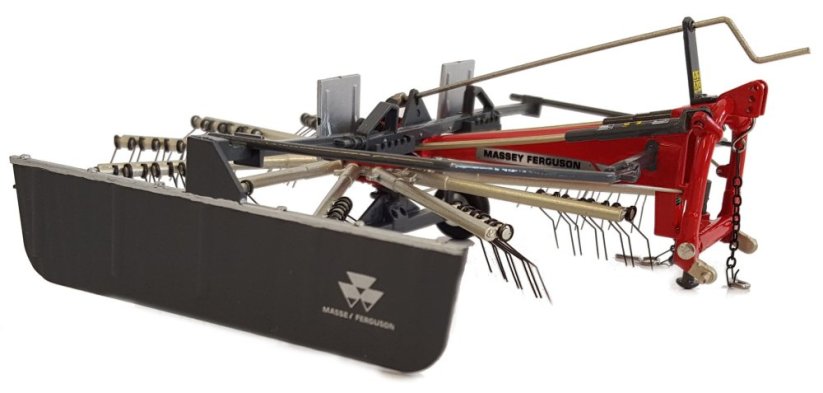 Model shrnovače sena Massey Ferguson RK 421 DN jednorotorový 132 složená přihrnovací plachta