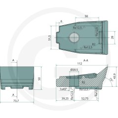 Karbidové kladivo pro frézy Gyro Trac 500HF, 700HF, 500HDM, 400HL 2 Karbidové kladivo pro frézy Gyro Trac 500HF, 700HF, 500HDM, 400HL 2
