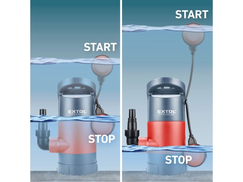 EXTOL PREMIUM čerpadlo na znečištěnou vodu 3v1, 900W, 13000l/h