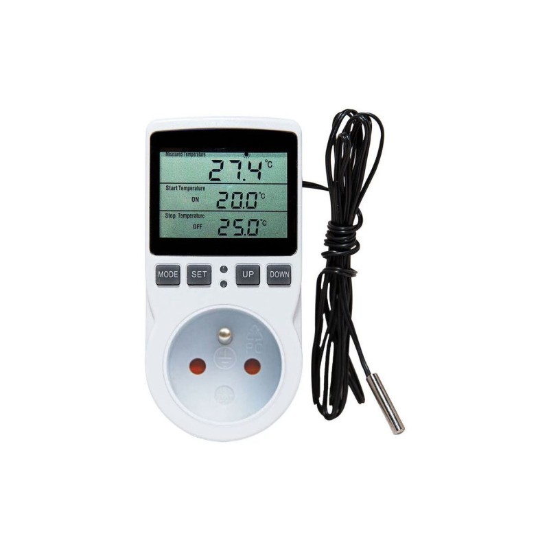 Zásuvkový termostat s čidlem a časovým spínačem