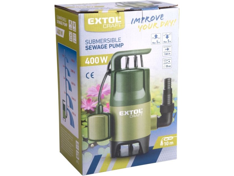 EXTOL CRAFT čerpadlo na znečištěnou vodu, 400W, 7500l/hod