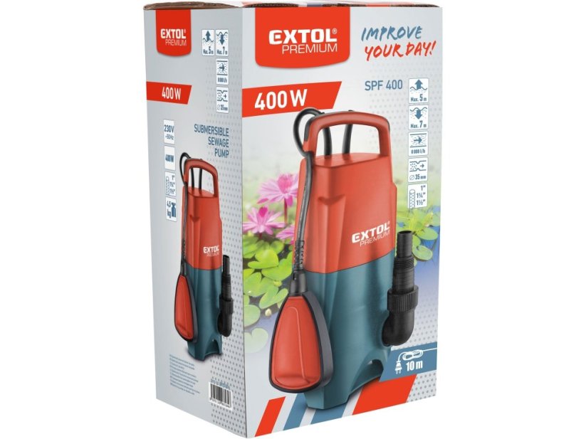 EXTOL PREMIUM čerpadlo ponorné kalové, 400W, 8000l/hod