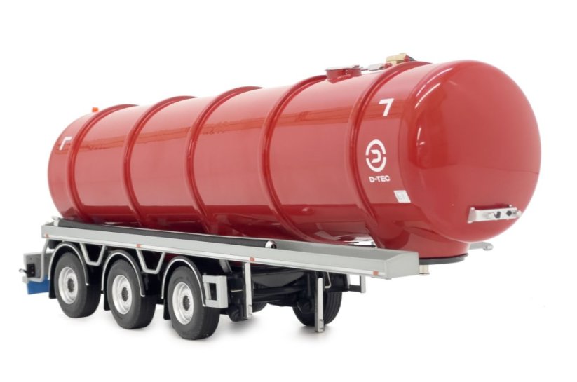Model návěsu cisterna D Tec tank trailer červený MarGe 132 přední pohled