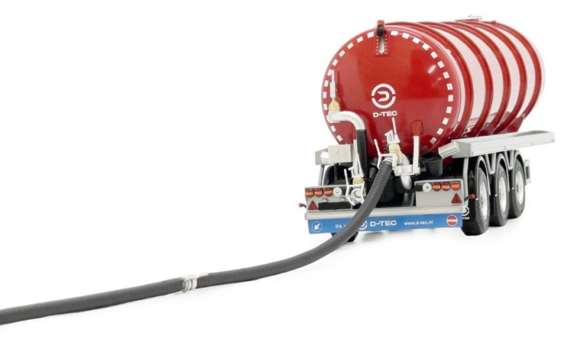 Model návěsu cisterna D Tec tank trailer červený MarGe 132 imitace hadicového vedení