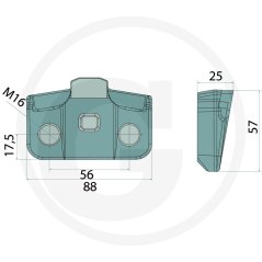 Karbidové kladivo pro frézy Humus Řezná destička MS02 typ 2 3