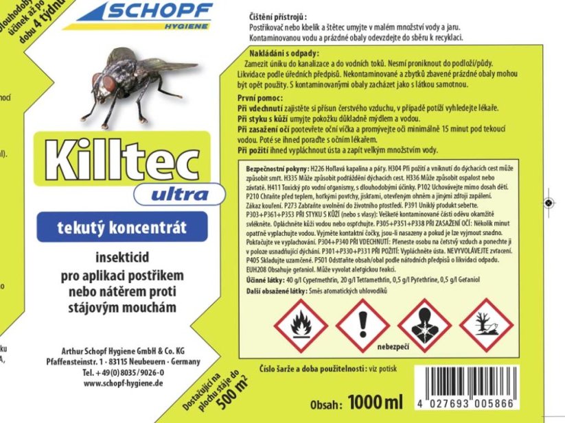 Profi koncentrát k hubení MUCH Schopf KILLTEC ULTRA 1000ml etiketa