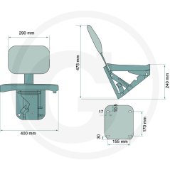 Sedadlo spolujezdce GRANIT 0098 | do traktoru John Deere