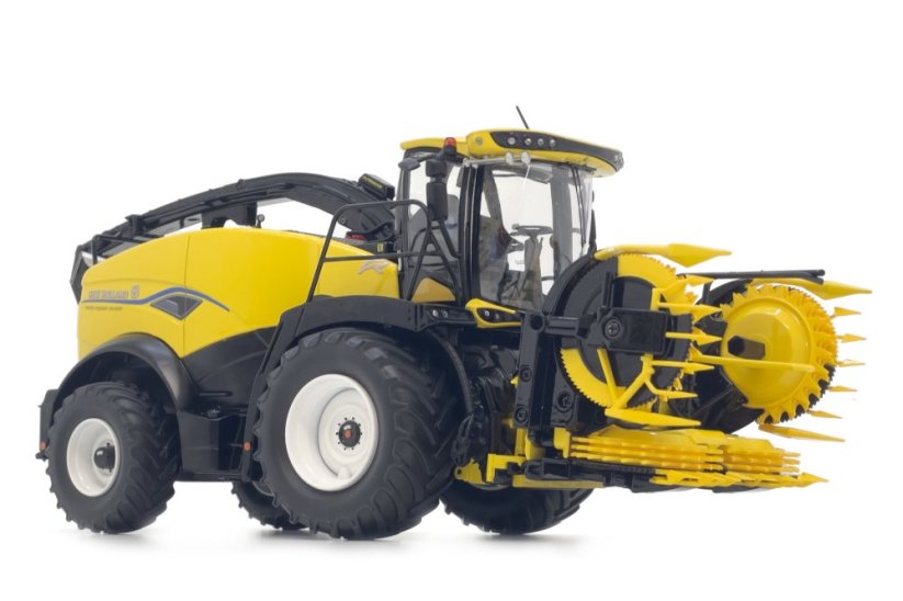 Model řezačky New Holland FR650 s kukuřičným adaptérem Marge 132 Se složeným adaptérem