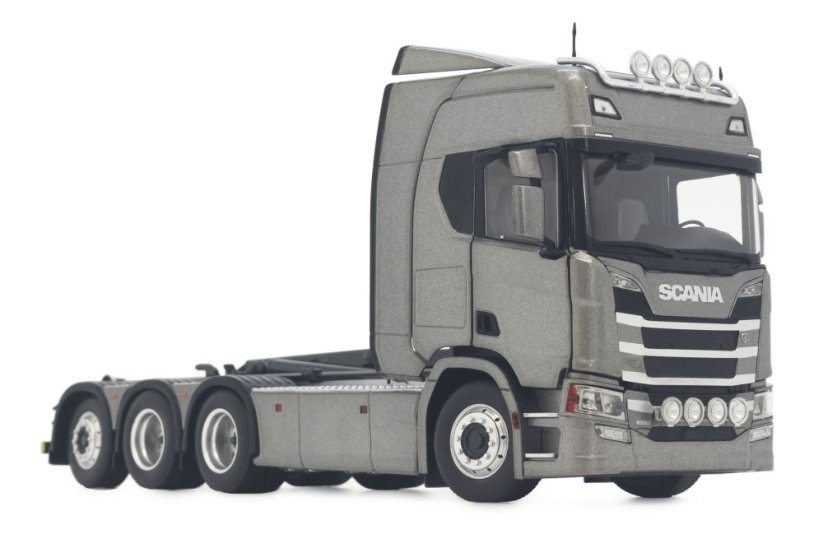 Model nosiče kontejnerů Scania R500 series Tmavě šedý MarGe 132 boční