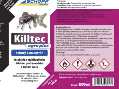 Koncentrát k hubení Much i Larev Schopf Killtec agro plus 1000ml etiketa Koncentrát k hubení Much i Larev Schopf Killtec agro plus 1000ml etiketa