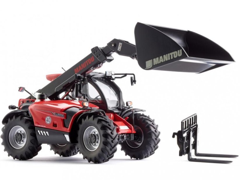 Model teleskopického manipulátoru Manitou MLT 635 Wiking lopata + vidle