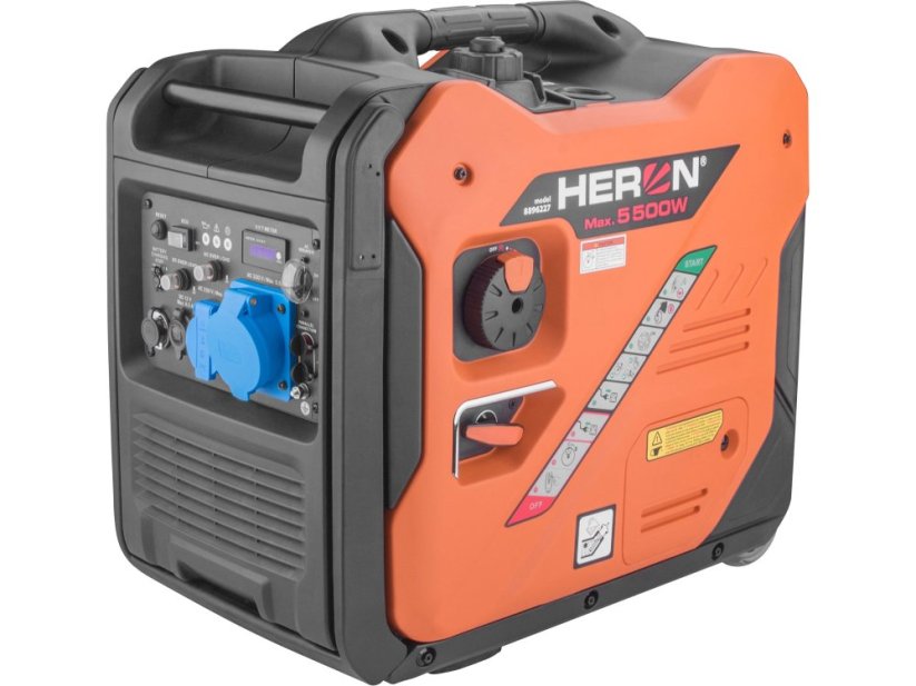 HERON elektrocentrála digitální invertorová, 5,5kW, elektrický start, podvozek
