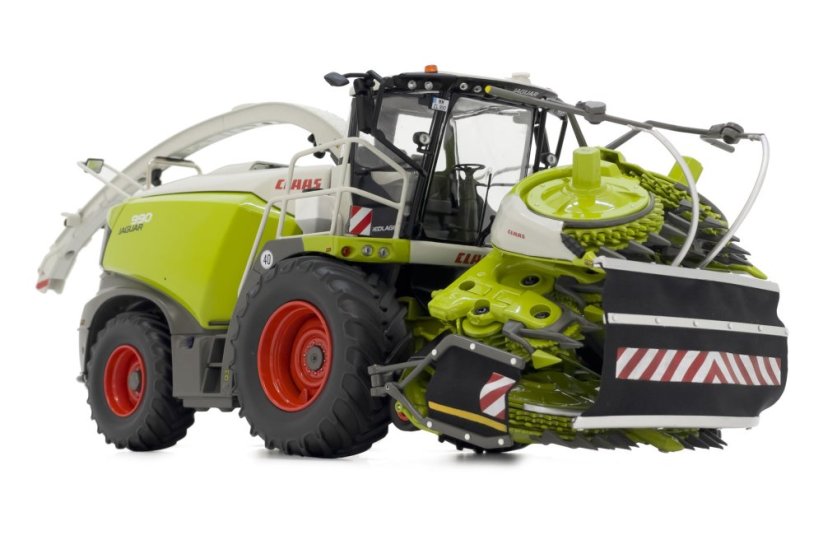 Model řezačky Claas Jaguar 990 s adapterem MarGen 1 32 se složeným adaptérem na kukuřici Orbis 900