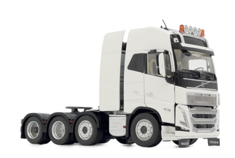 Model tahače těžkých nákladů Volvo FH5 truck 8x4 bílý MarGe 132 boční pohled